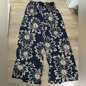 Free People Intimately size M navy floral wide leg pants